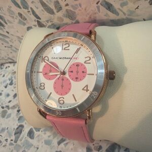 Isaac Mizrahi Live Pink Watch Rose Gold Chronograph Style